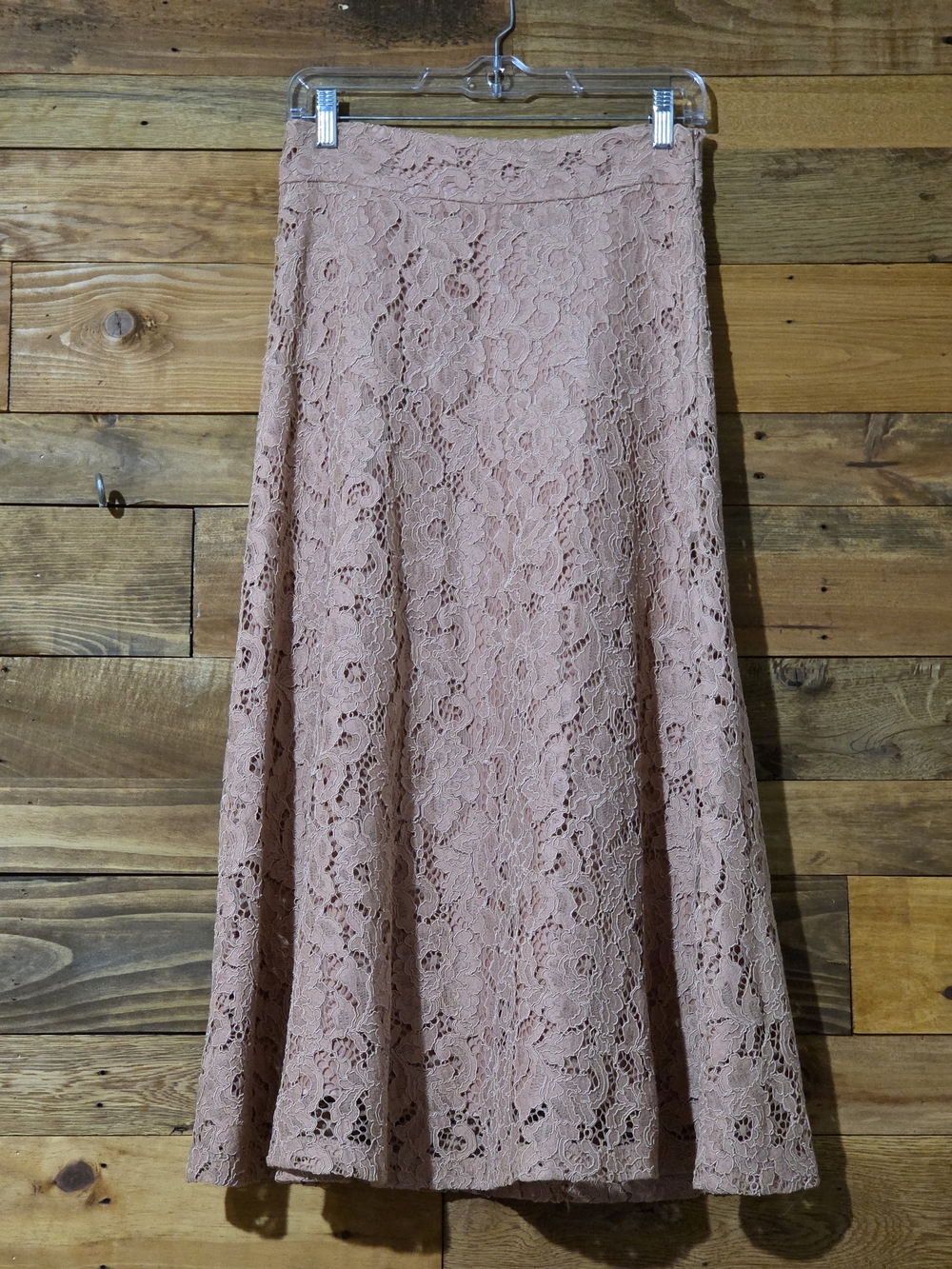 Zara Dusty Rose Floral Lace Maxi Skirt Size S Cotton Blend Coquette Soft Girl